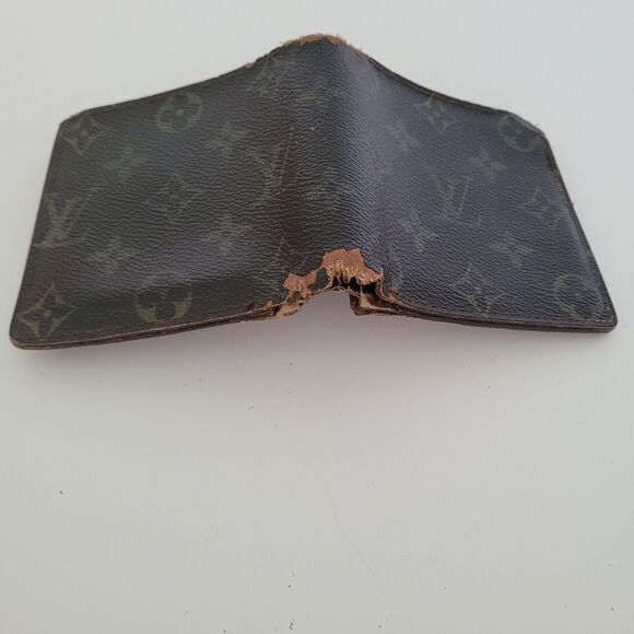 Vintage Louis Vuitton Men's LV Brown Bi-Fold Leather Wallet Monogram Fair Retro - Picture 10 of 13